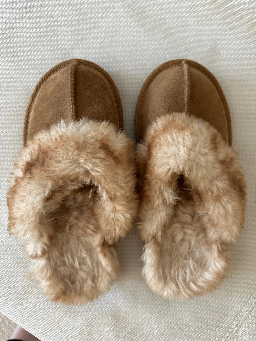 Cozy Faux Fur Lined Kids Slippers - Tan